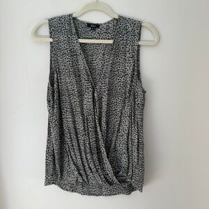Rails Women's Medium Rose‎ Olive Lynx Print Sleeveless Blouse Tank Top